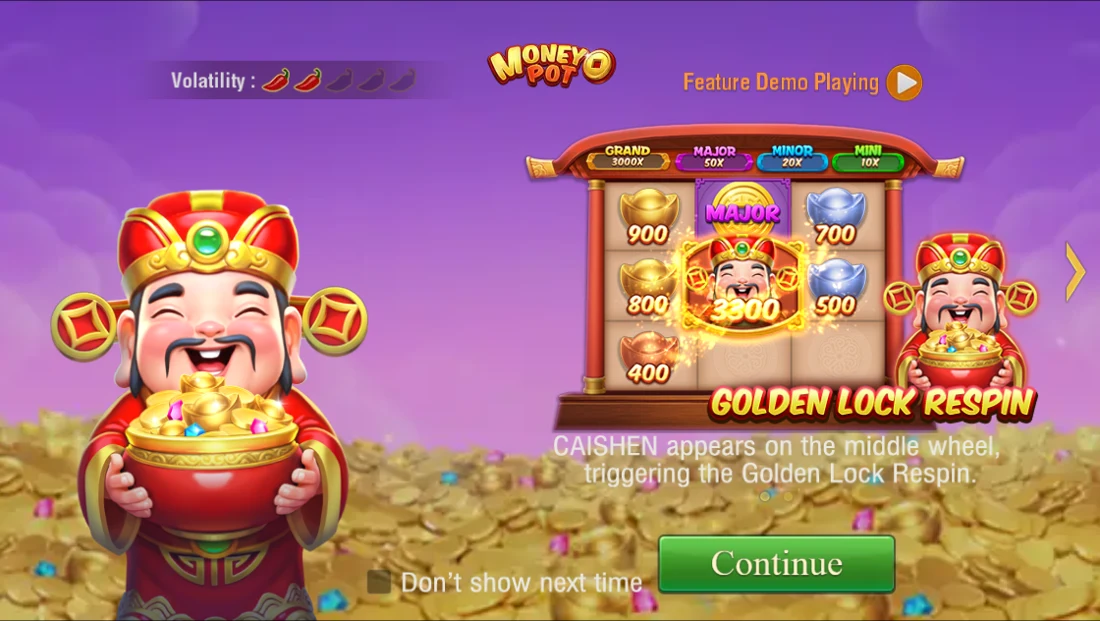 Opisyal na JILI art ng Money Pot na may 3x3 board sa Golden Lock Respin